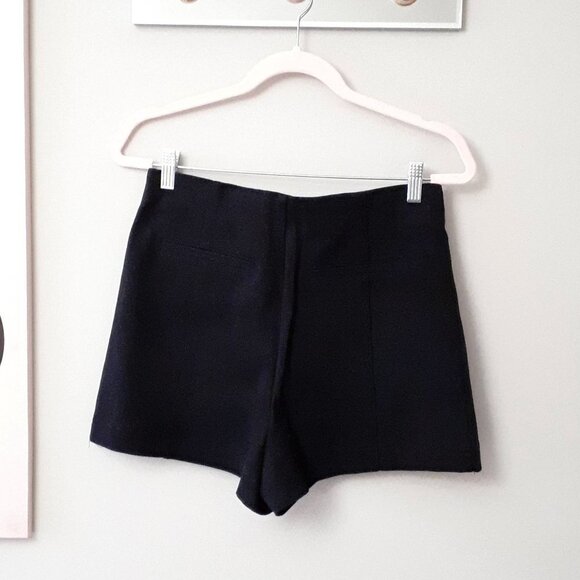 NWOT Zara black high waist tonal top stitched cotton blend shorts, M - Picture 10 of 12